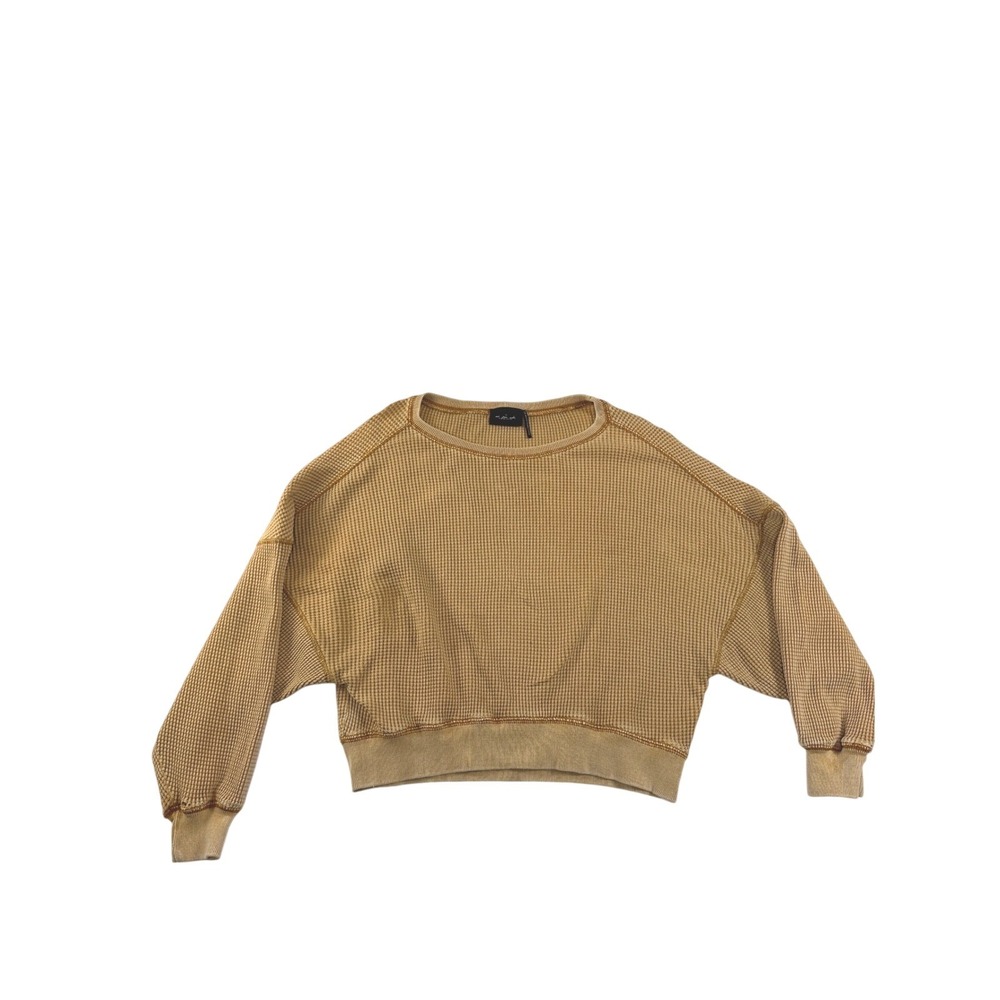 Out From Under Urban‎ Outfitters Waffle Knit Cropped Thermal Sweatshirt Tan XS